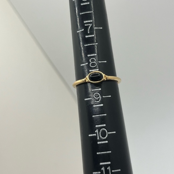 PANDORA 14K Yellow Gold Onyx Cabochon Pod Ring - Picture 5 of 6